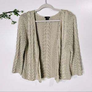 Kenzie Cream Oatmeal Open Cardigan Sweater Braided Tassels